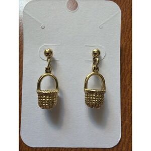 Gold Tone Nantucket Basket Earrings